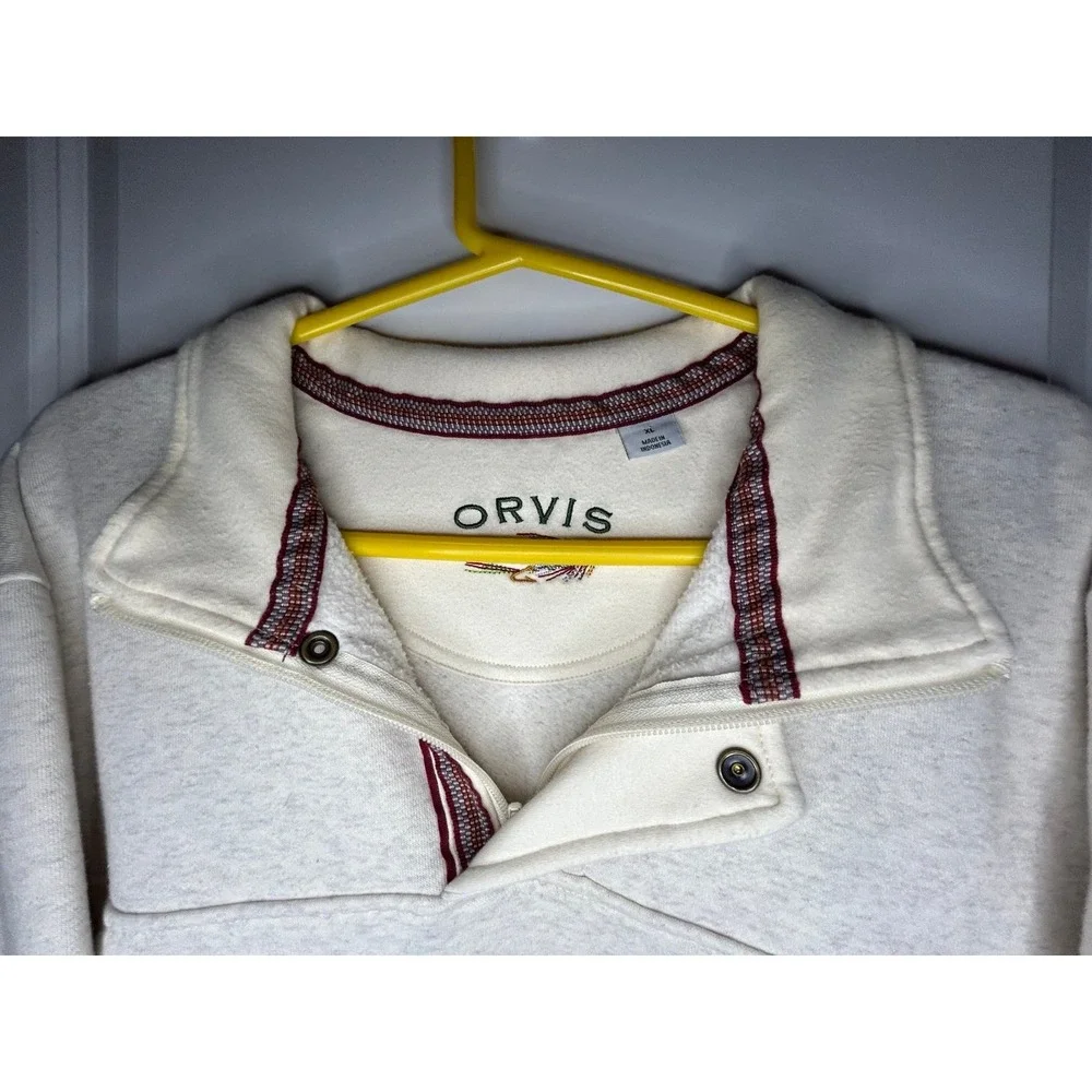 Orvis Signature Fleece Cream Quarter‎ Snap Pullover Sweatshirt Sz Mens XL NWOT